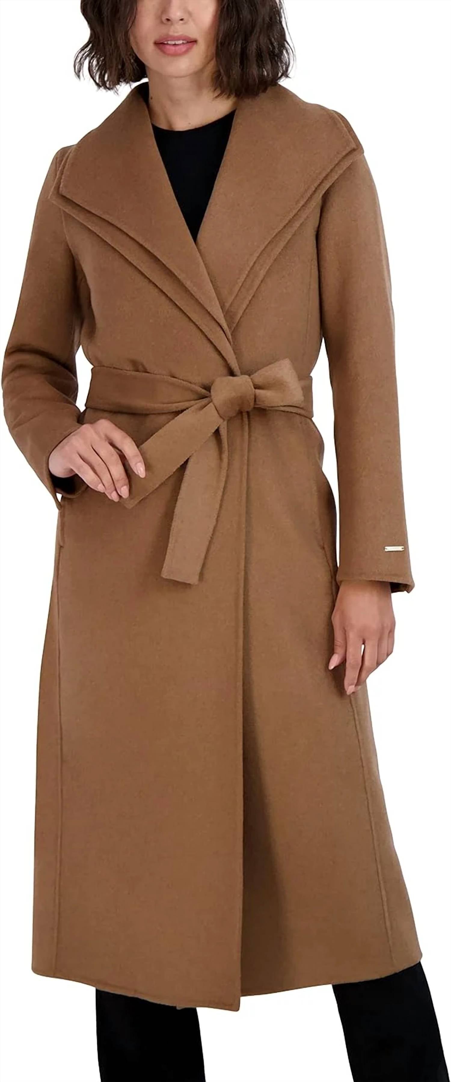 Tahari - Women's Maxi Double Face Belted Wool Blend Wrap Coat
