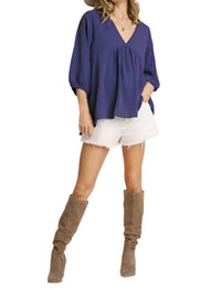 Umgee - V-neck Babydoll Top