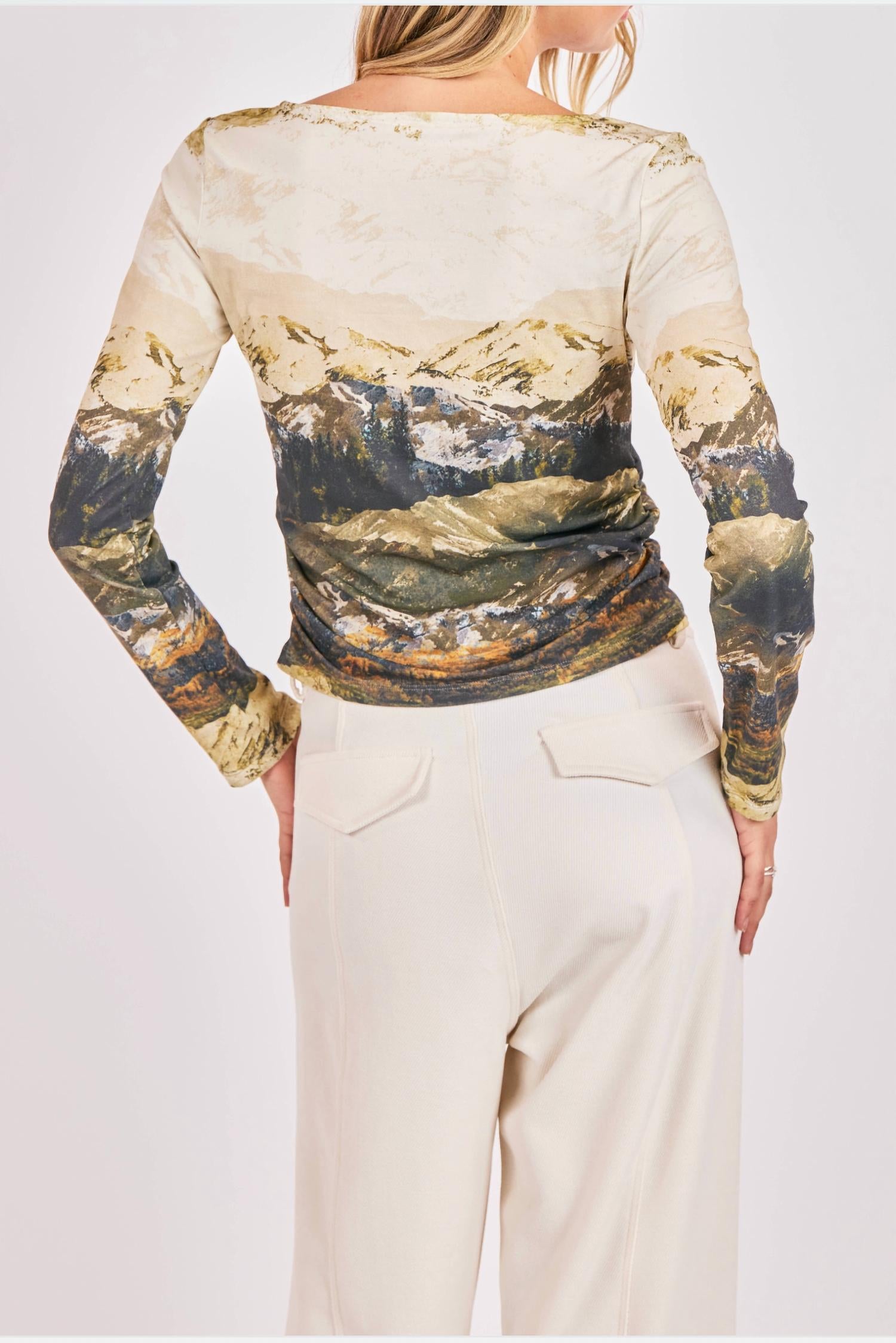 SAGE THE LABEL Wondrous Graphic Knit Top in white - women's long sleeve top - detail view