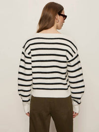 Sanctuary Must Have Cardigan Top in chalk with black stripe - women's cardigan - alternate view
