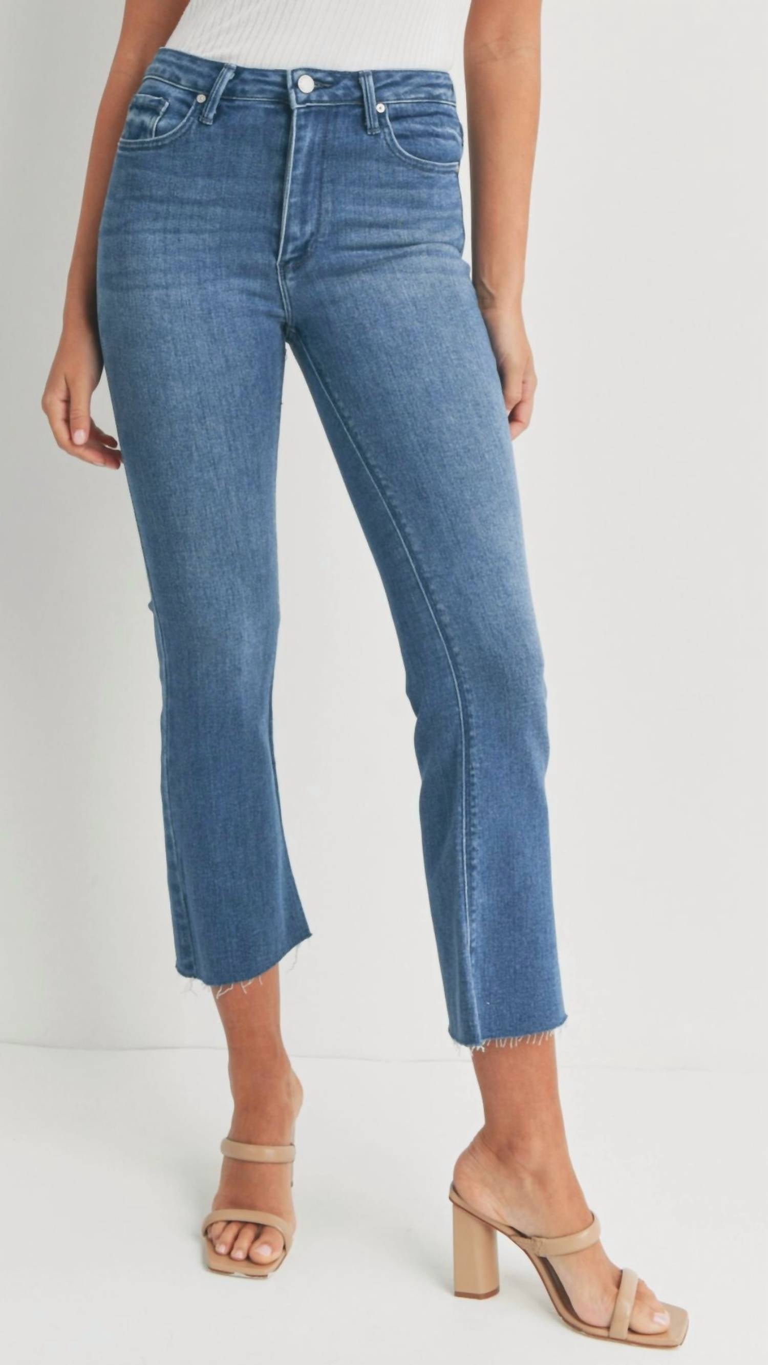 JUST BLACK DENIM High Rise Tonal Crop Flare Jeans in medium wash - women's jeans - view 4