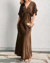 Dress Forum - Satin Blouson Maxi Dress