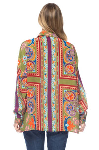 Tolani Kennedy Ethereal Shirt in green - women's long sleeve top - detail view