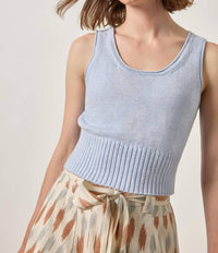 Lilla P Cropped Scoop Tank Sweater Top in clearwater - women's tank top