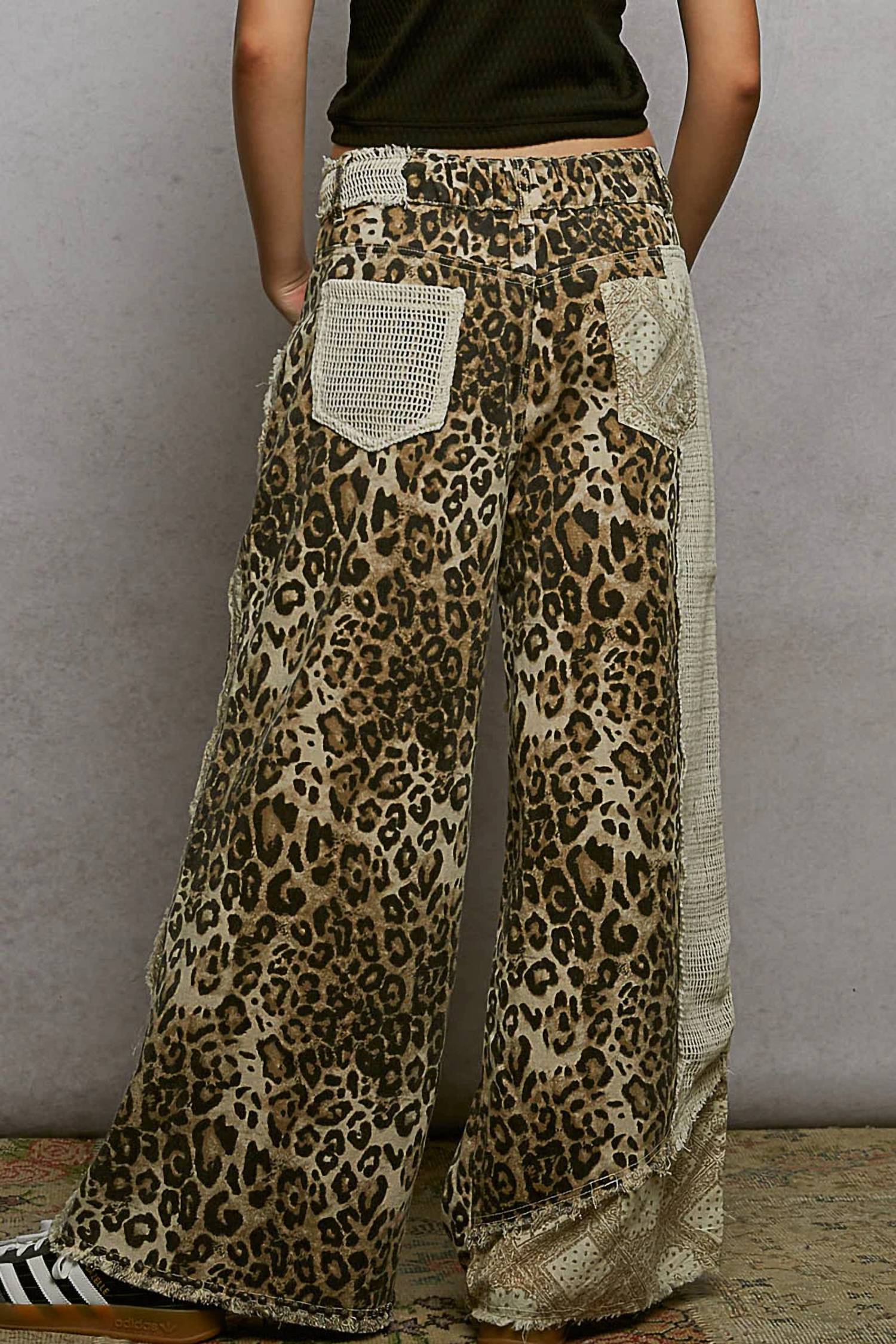 Pol - Patched Wide Leg Denim Pants