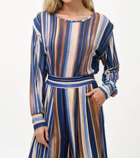 M made in Italy Stripe Knit Top in italy stripe knit top in glacier stripes - women's blouse