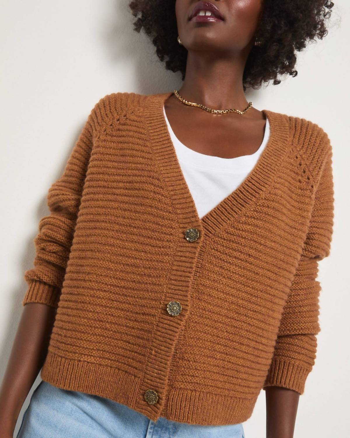 Seventy Eight and Sunny Meadow V-neck Cardigan in sea grass - women's cardigan - view 5