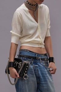 R13 - Elbow Sleeve Split Hem Cardigan