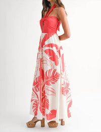 Mable - Placement Printed Halter Maxi Dress