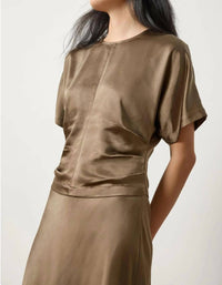 Lilla P Satin Dolman Short Sleeve Tee in parsley - women's t-shirt