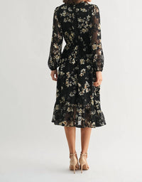 Fun 2 Fun - Flower Ruffle Midi Dress