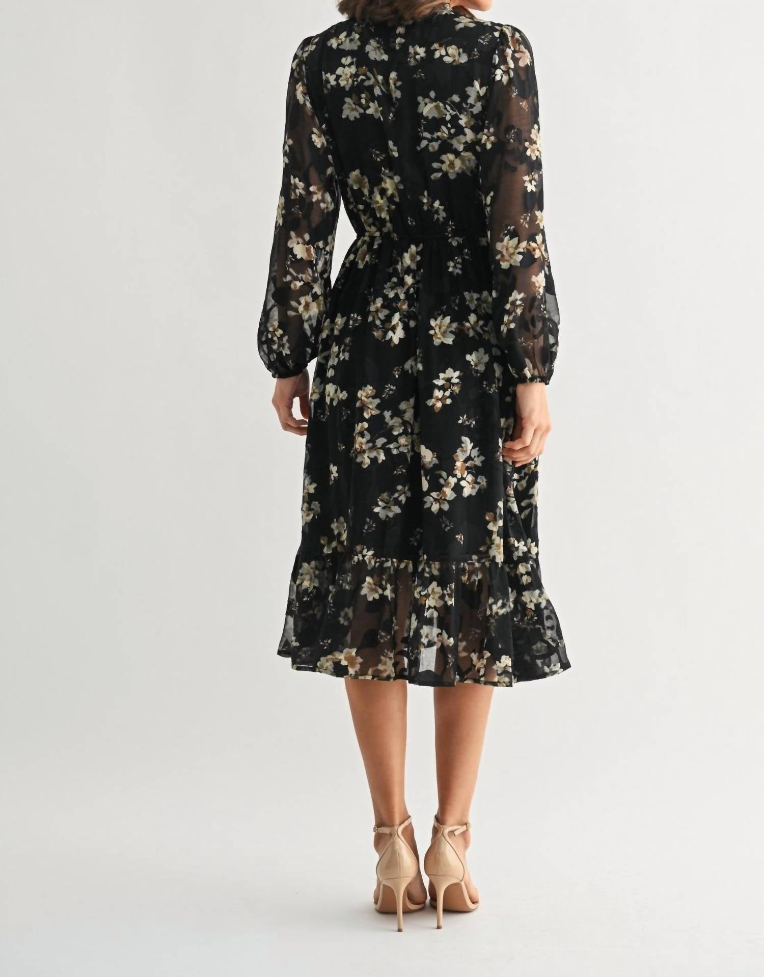 Fun 2 Fun - Flower Ruffle Midi Dress