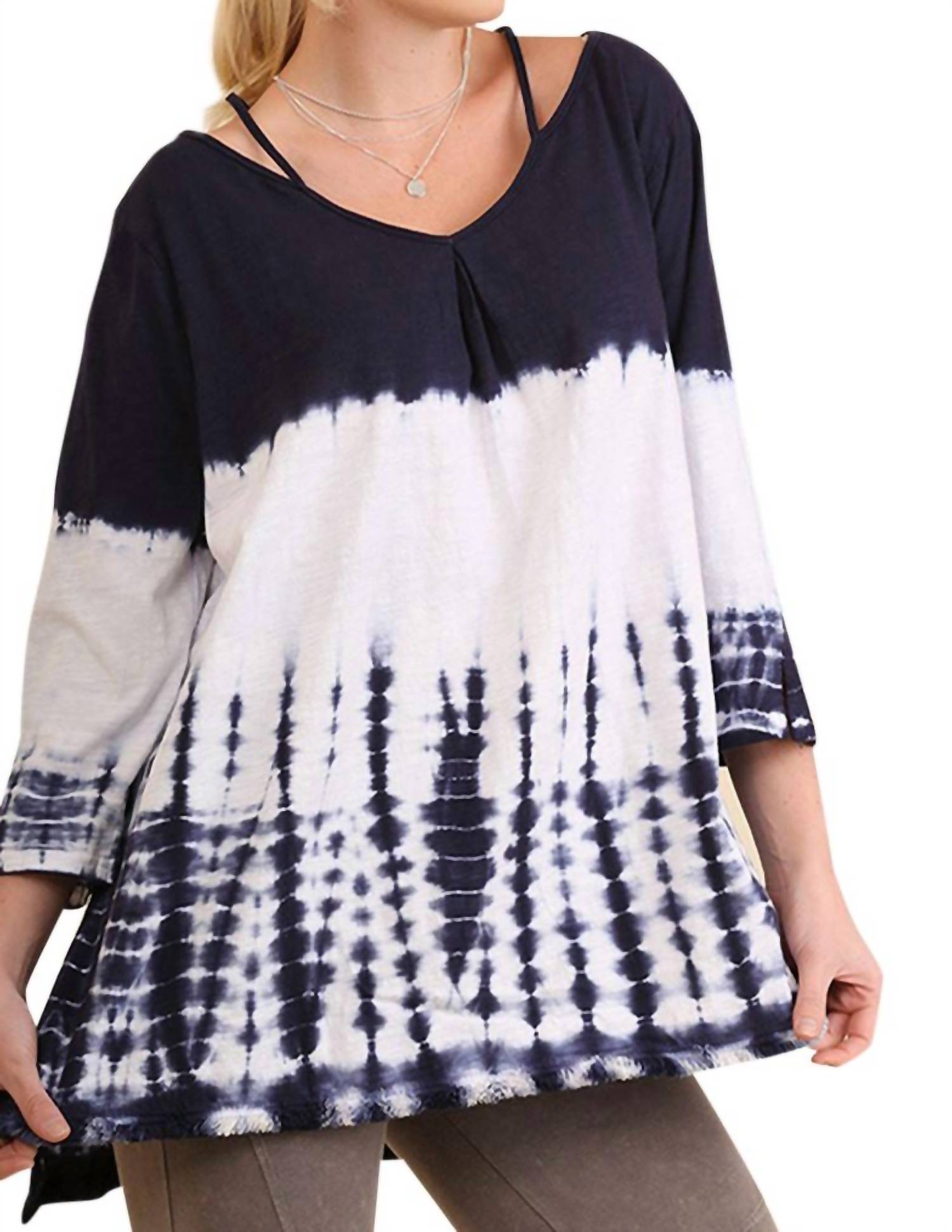 Umgee - Washed Tie Dye Fringed Tunic