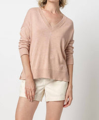 Lilla P - Easy Back Seam Vneck Sweater
