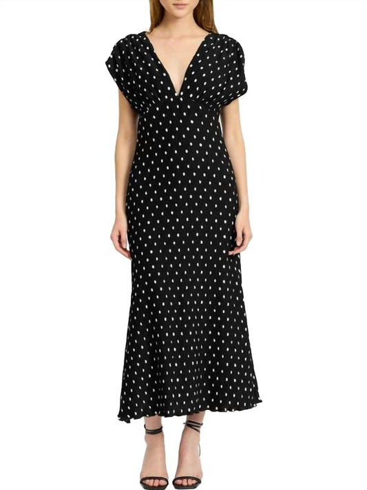 En Saison - Darlene V-neck Polka Dot Dress