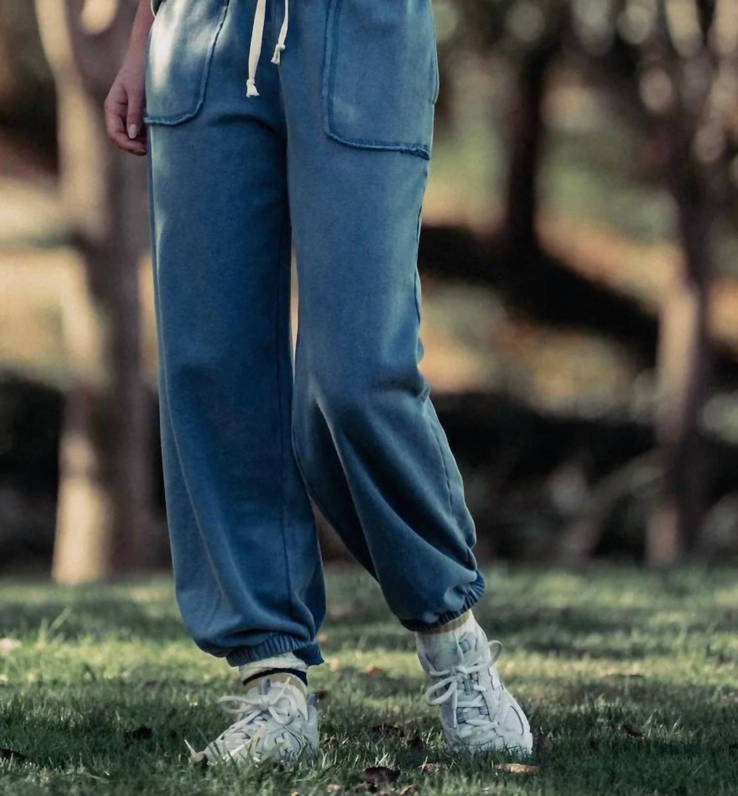 BiBi Wide Leg Cotton Blend Jogger Sweatpant in french navy - women's pants - alternate view