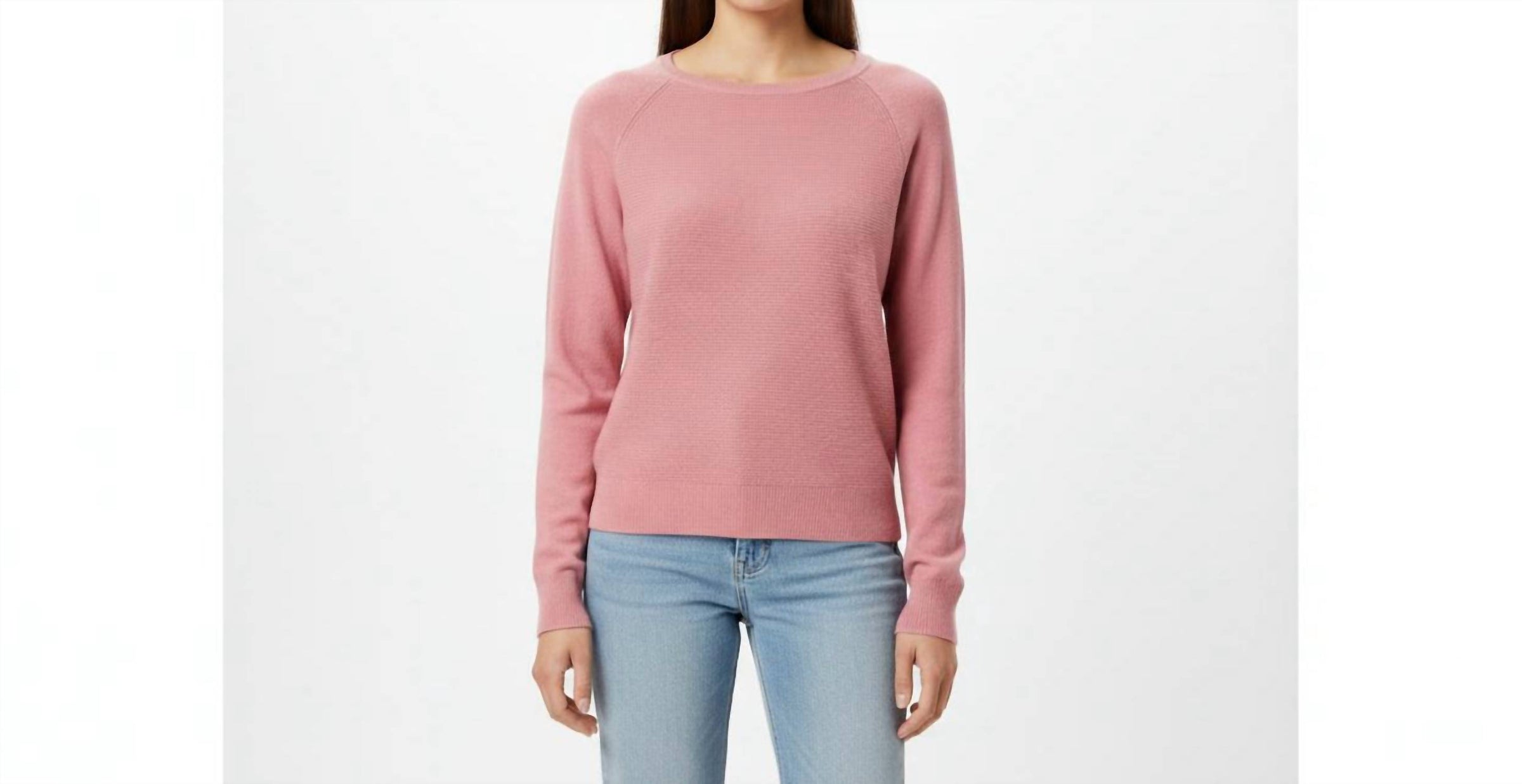 Staccato - Long Sleeve Wide Crew Neck Waffle Front Top