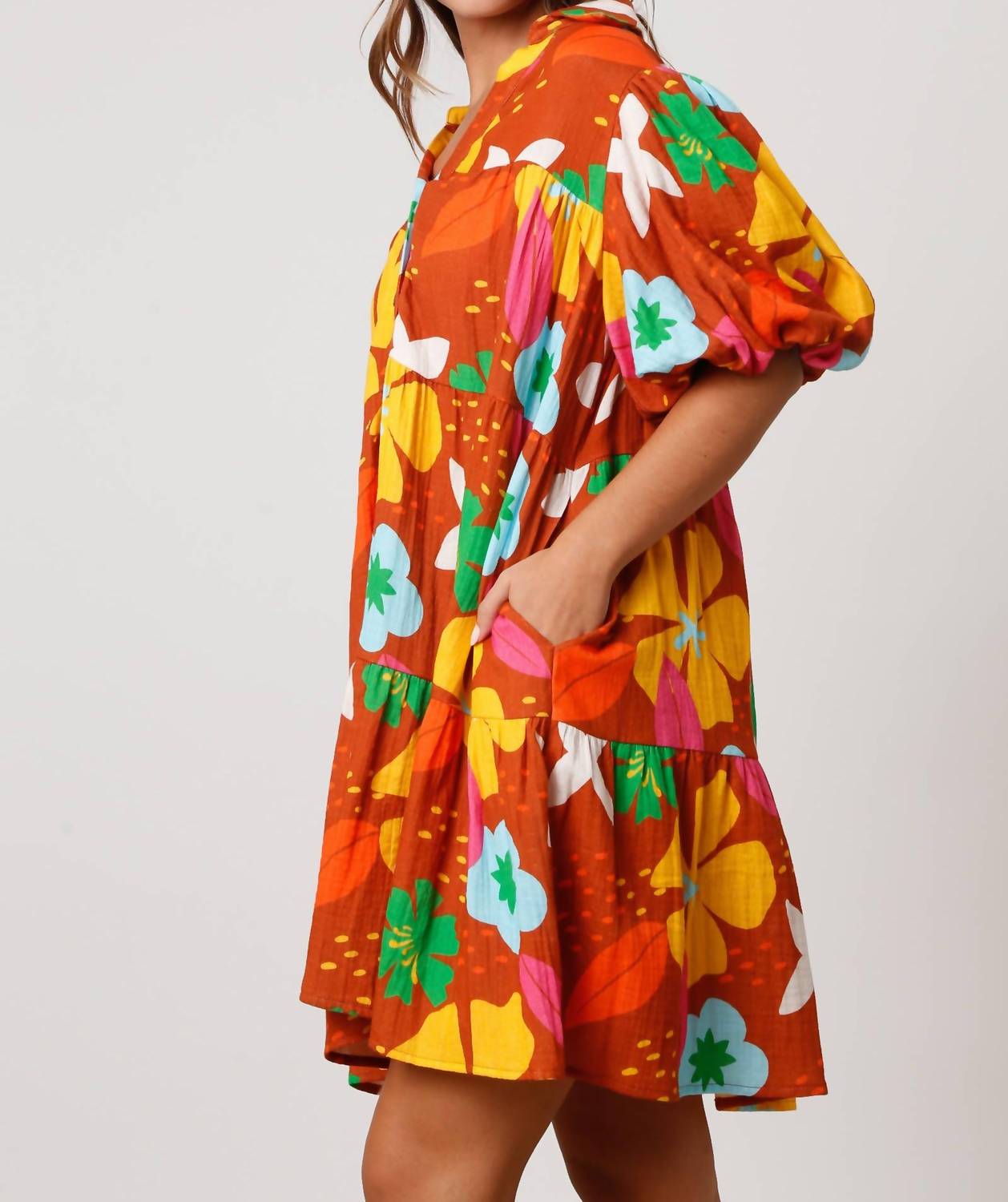 Peach Love - Jasmine Floral Print Gauze Dress