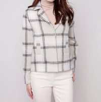 Charlie B - Boucle Knit Plaid Short Coat