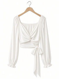 Mable - Women's Long Sleeve Front Twist Crop Top