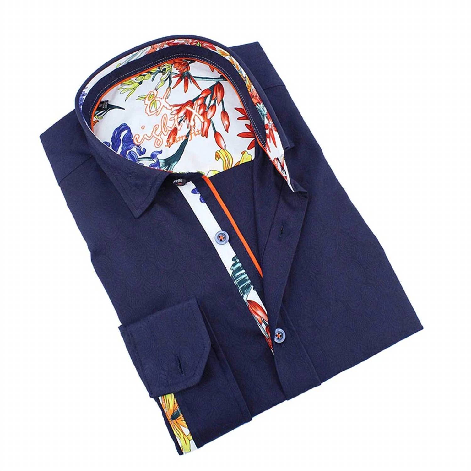 Eight X - Jacquard Button Down Shirt With Floral Trim