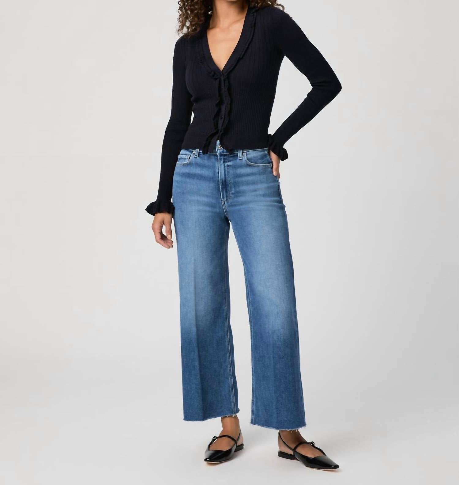 Paige - Anessa Raw Hem Wide Leg Jean
