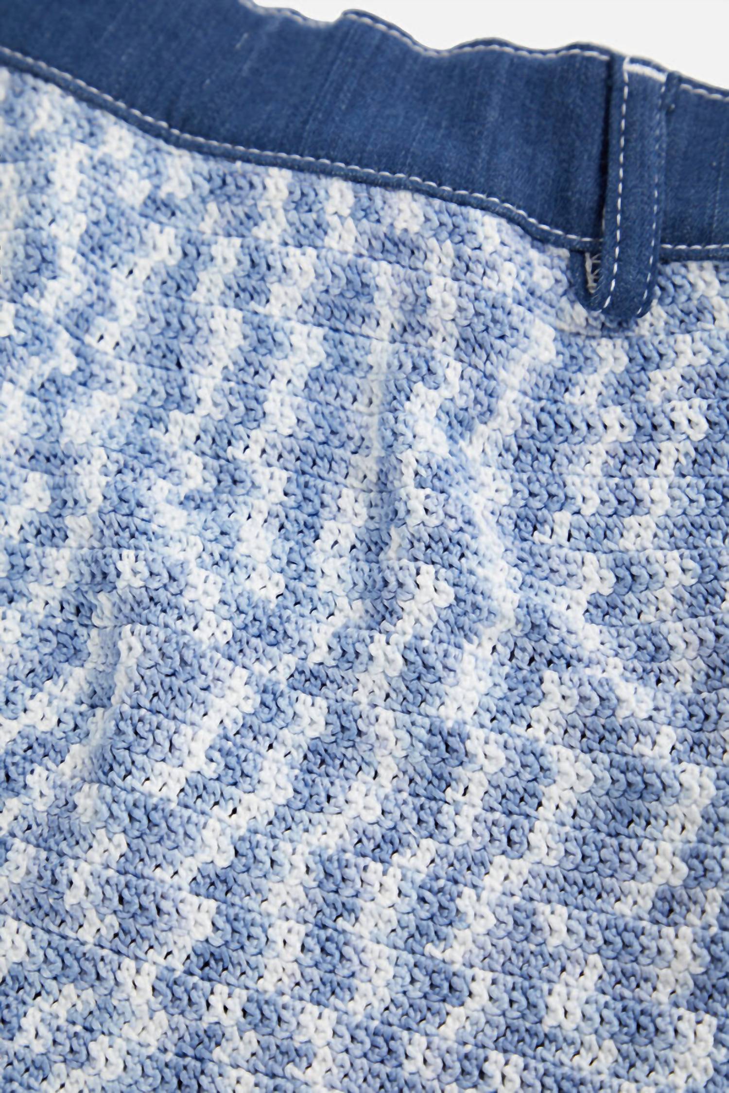 My Beachy Side Muse Crochet Mini Shorts in blue white - women's shorts - view 7