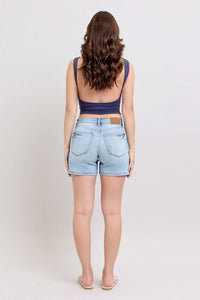 Judy Blue Mid Rise Dad Shorts in vintage wash - women's shorts - view 8