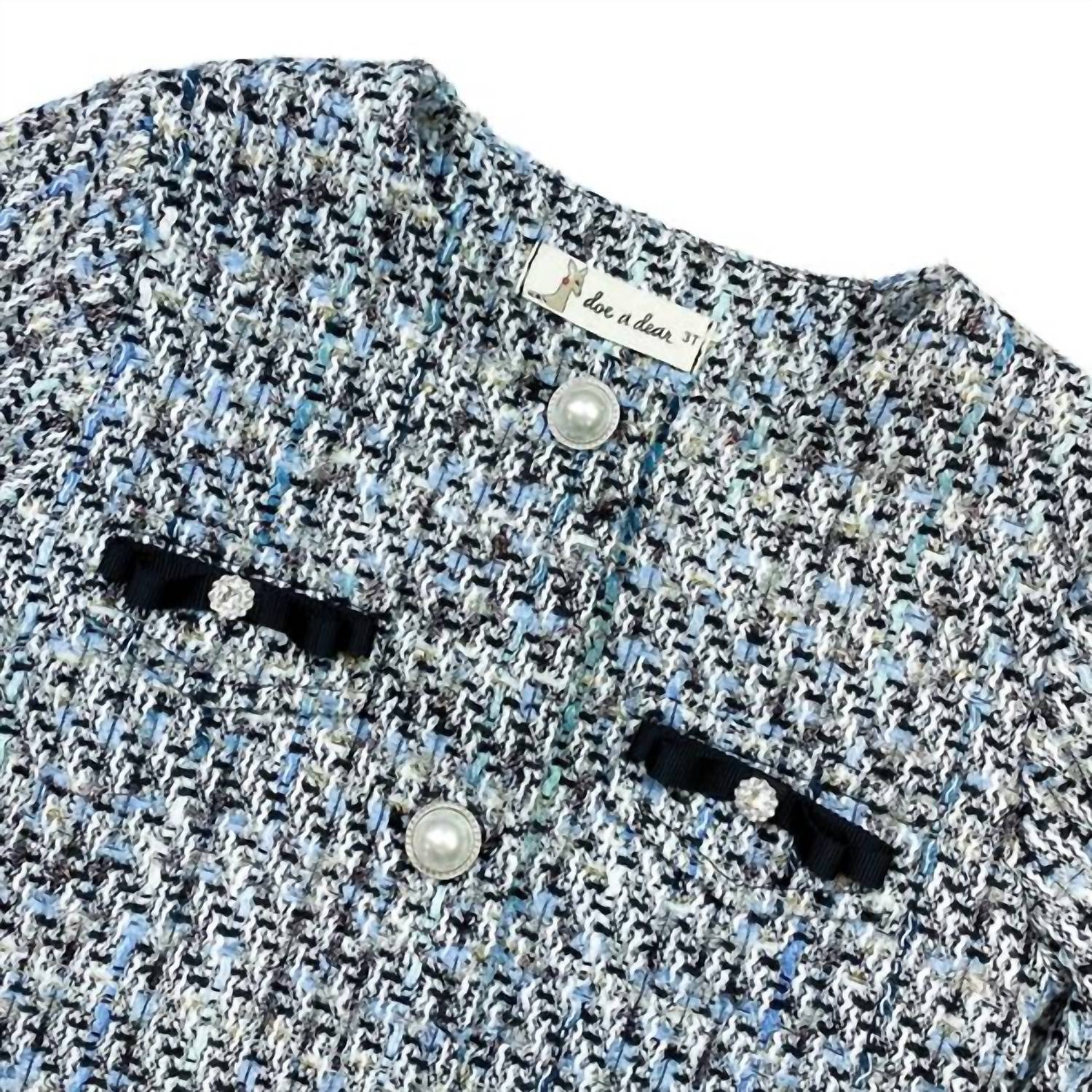 Doe A Dear - Girls Pearl Button Tweed Jacket