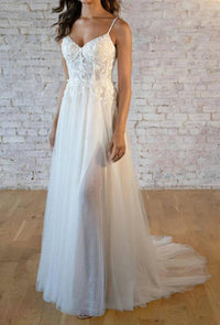 Stella York - A-Line V-Neckline Wedding Dress