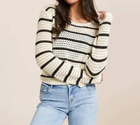 Z Supply Kit Stripe Sweater in beige - women's sweater