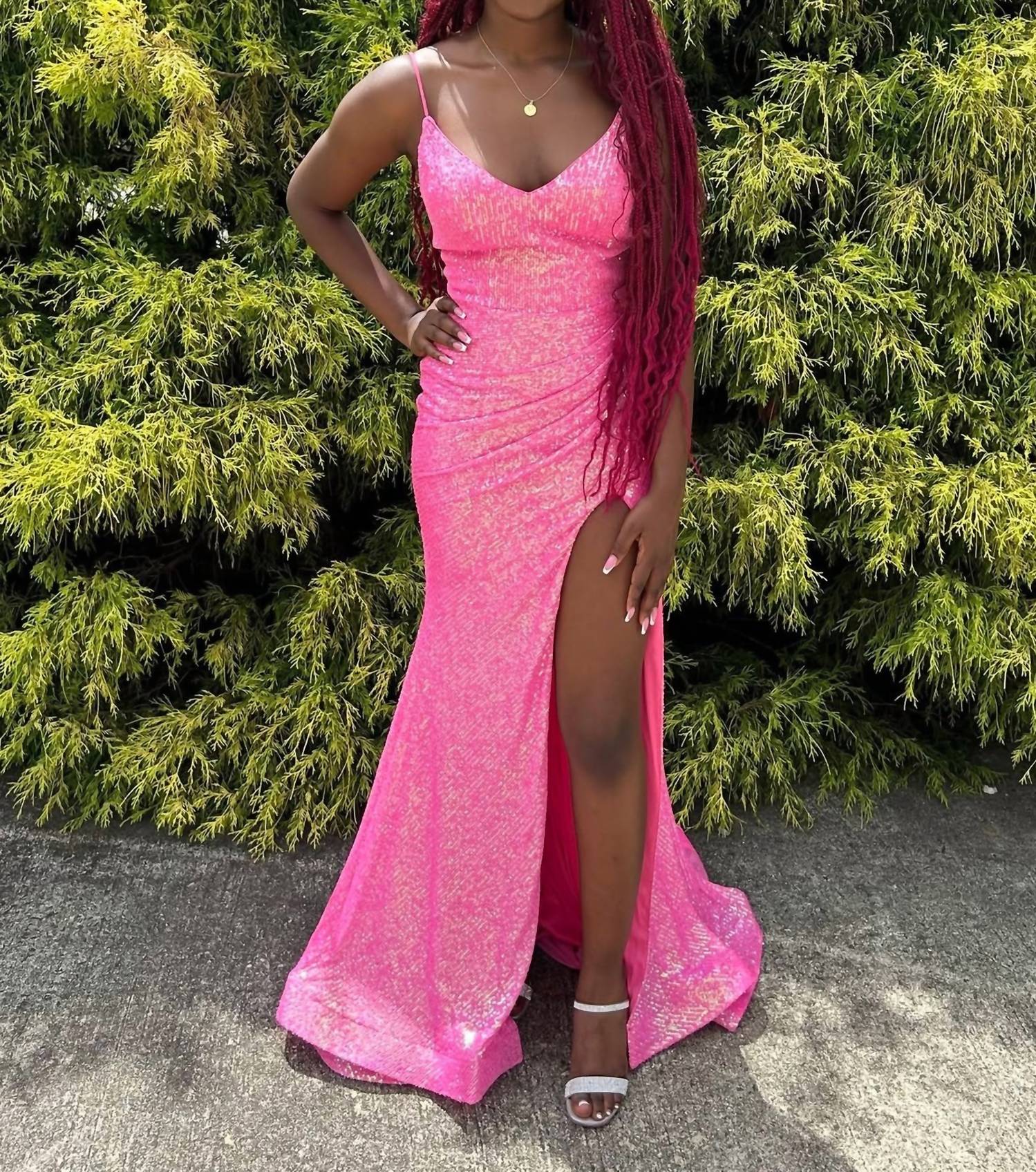Ava Presley - Lace-up Back Sequin Fitted Gown