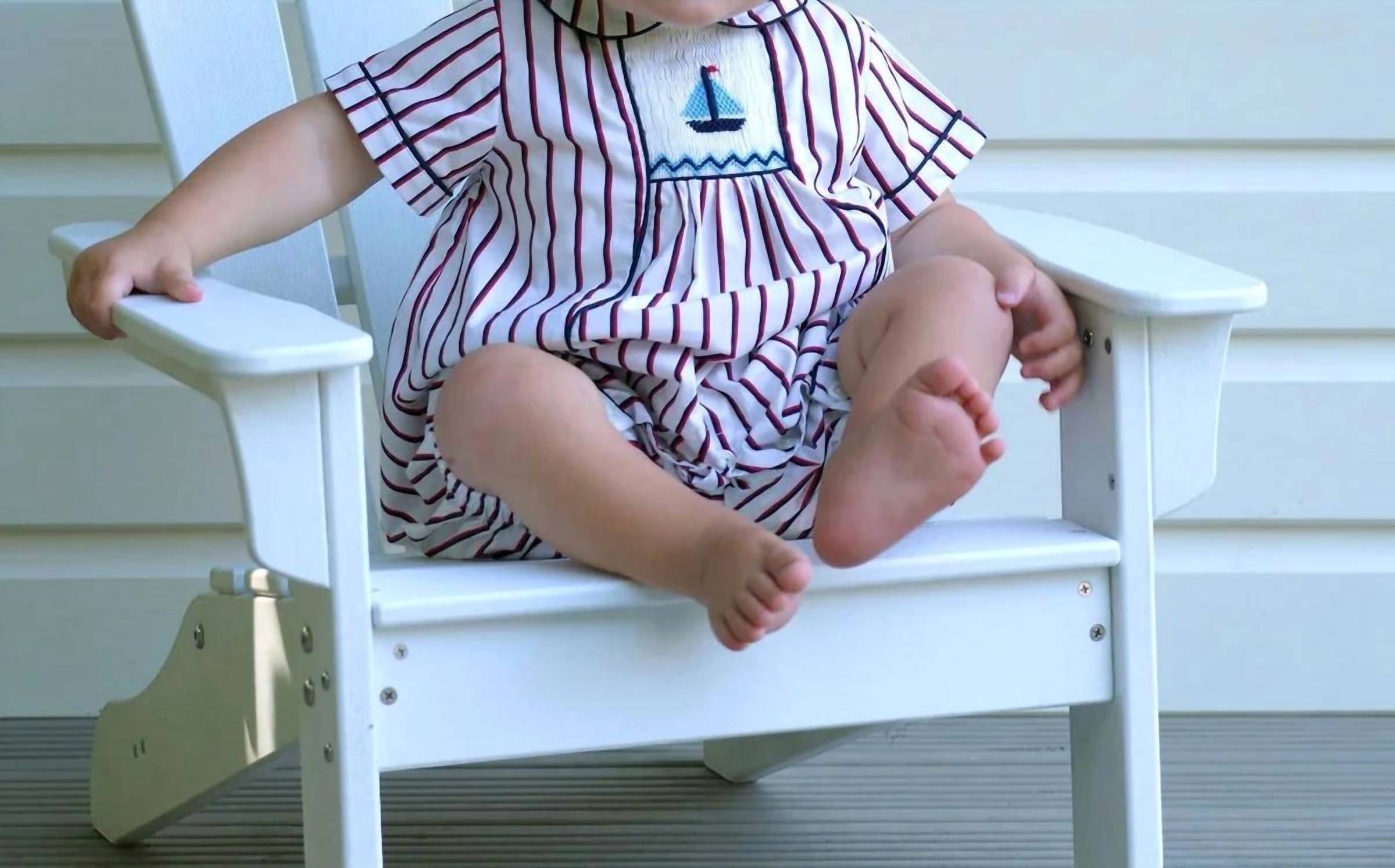 Rachel Riley - Kids' Sailboat Smocked Babysuit