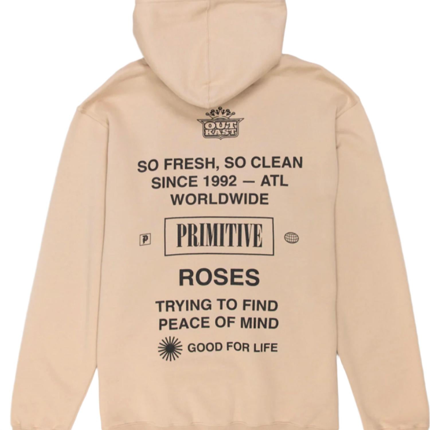 Primitive Unisex - Outkast Stripes Pullover Hoodie in sand - men's shirt - detail view
