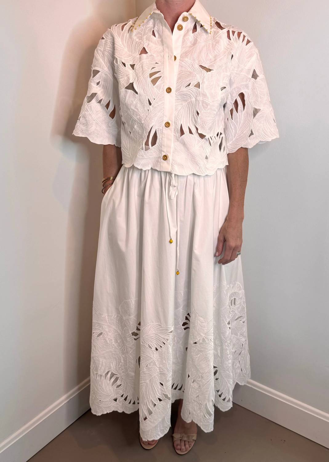 Zimmermann - Mahon Embroidered Midi Skirt