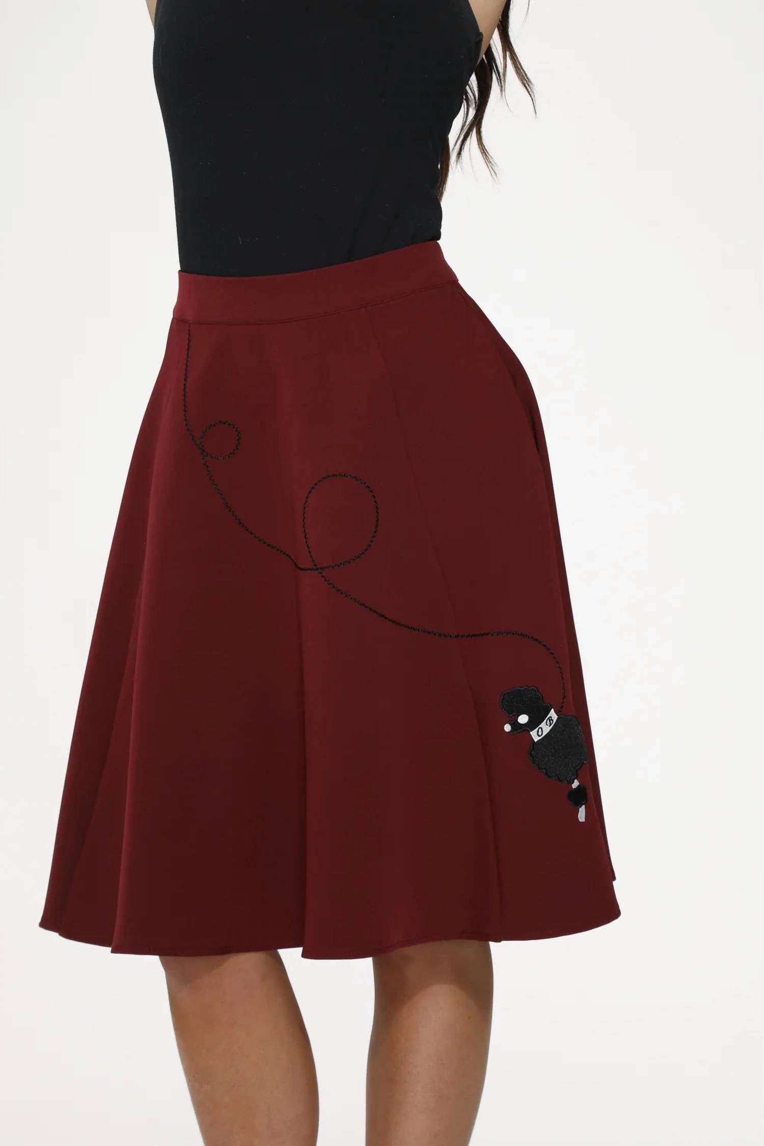 Orchid Bloom - Embroidered Poodle Swing Skirt