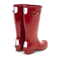 HUNTER Girls Gloss Rain Boots in military red - kids' shoe - detail view