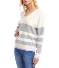Karen Kane Stripe V-neck Sweater - women's sweater - detail view