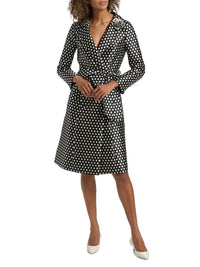 Teri Jon Mikado Polka Dot Shirt Dress in black - women's dress - detail view