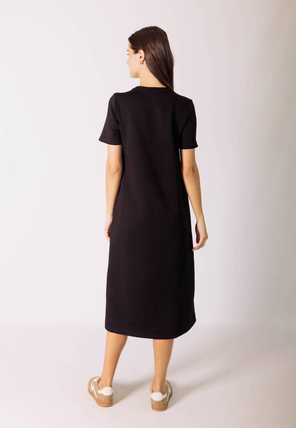 P.CILL Women's Butter Modal Short Sleeve Midi Dress in black - women's dress - view 4