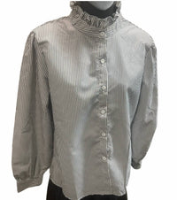Vivid - Women's Stripe Ruffle Blouse