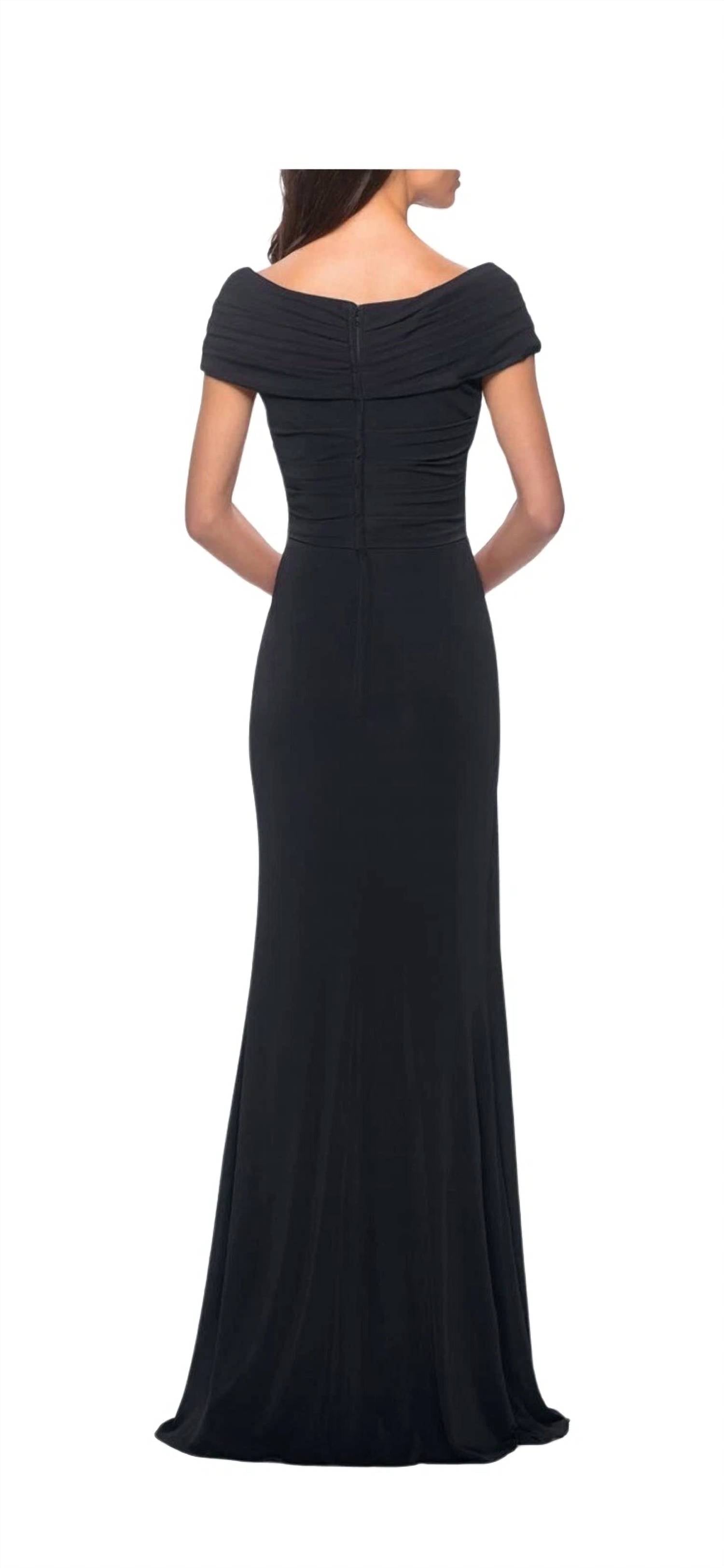 La Femme - Off The Shoulder Jersey Dress With Ruching