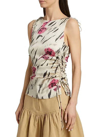 Ganni - Satin Gathered Top