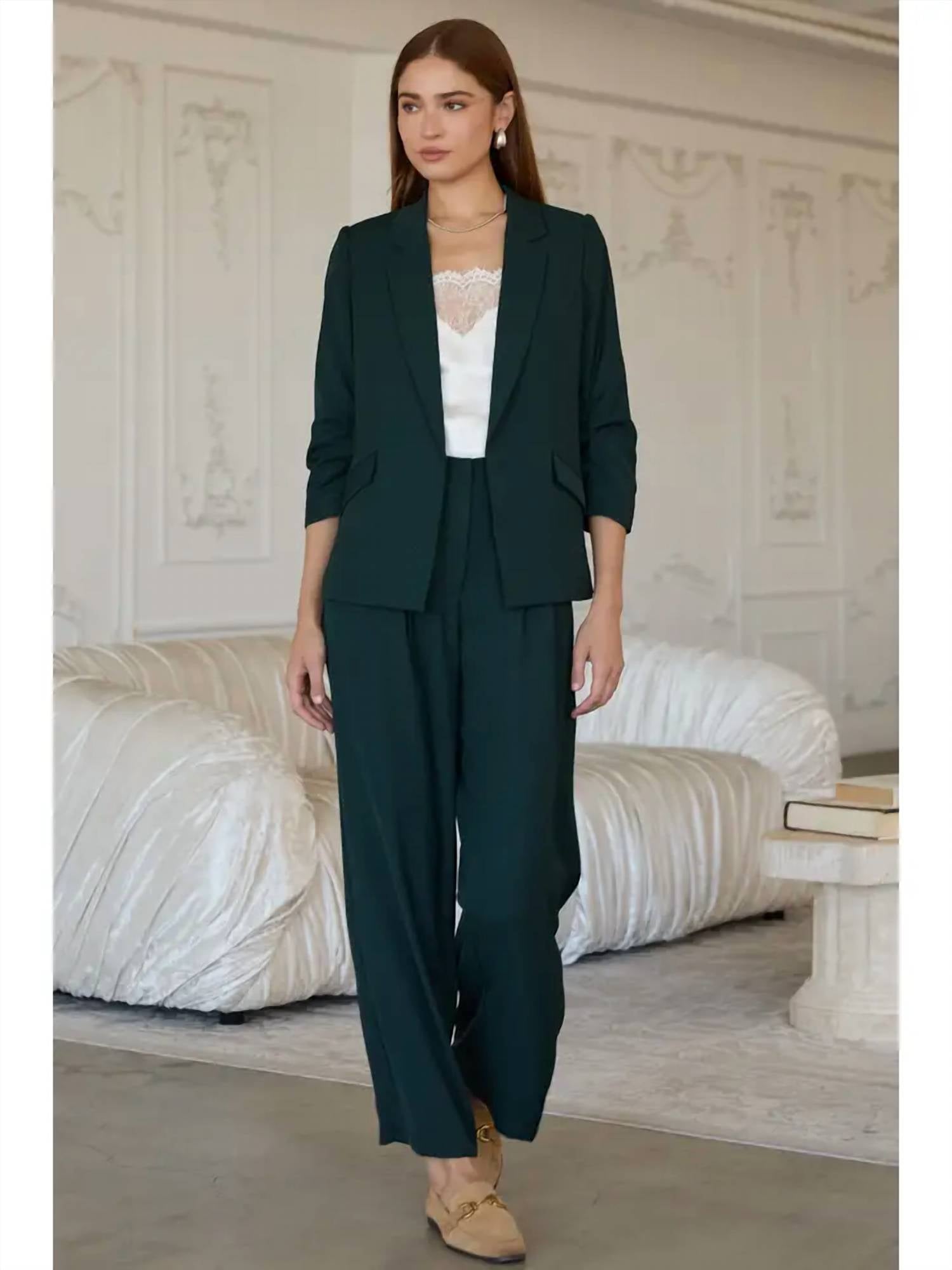 Skies Are Blue - Shirred Sleeve Blazer