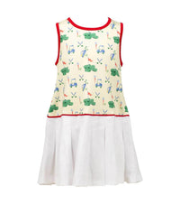 THE PROPER PEONY Golf Tennis Dress in white multi - kids' dress - detail view
