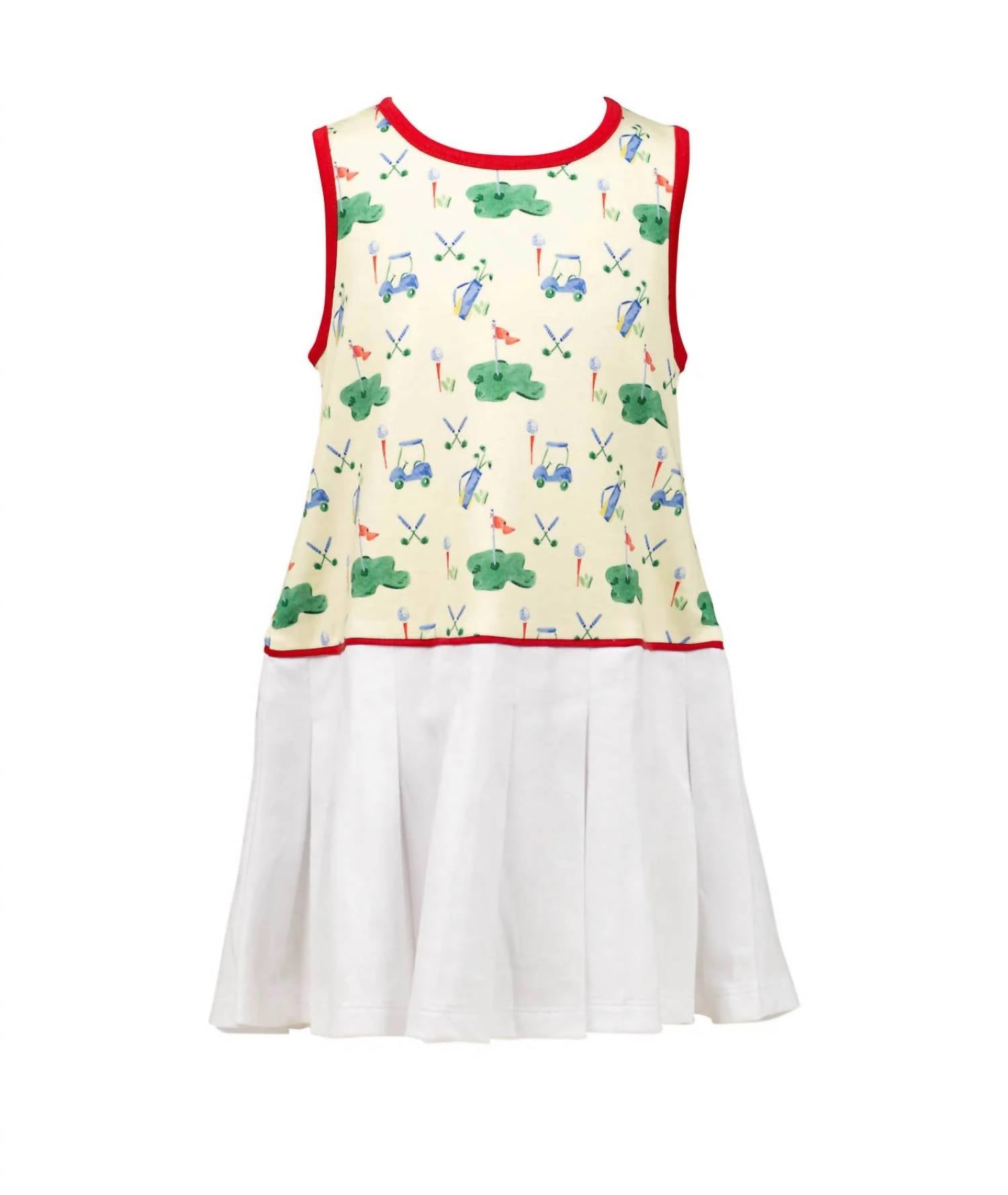 THE PROPER PEONY Golf Tennis Dress in white multi - kids' dress - detail view