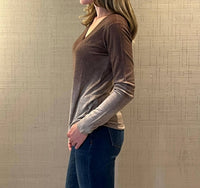 Alessandro Aste V-Neck Light Cashmere Sweater in clay - women's sweater - alternate view
