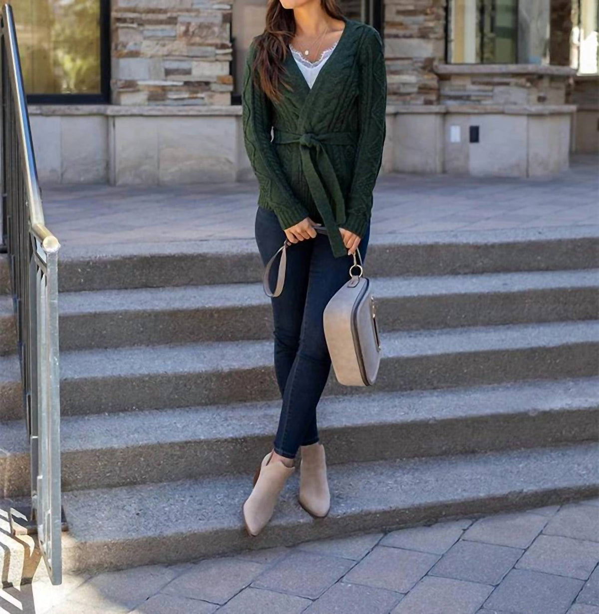 Grace And Lace - Belted Cable Cardigan