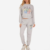 Lauren Moshi - Spalding Usa Butterflies Sweatshirt And Matching Joggers