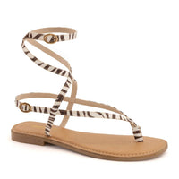 Andrea Women's Zebra-print Strap Sandal in beige - women's sandal